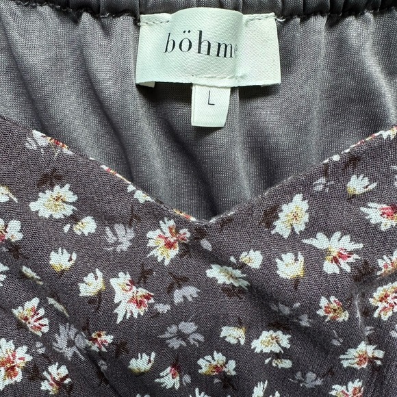 Bohme‎ Dress Large Midi Purple Ditsy Floral Flowy Ruffle Western Boho Prairie - Picture 7 of 9